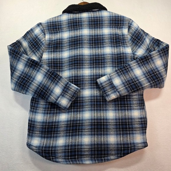 The American Outdoorsman Men's Fleece/Sherpa Lined Flannel Shacket Blue M New - Picture 2 of 8
